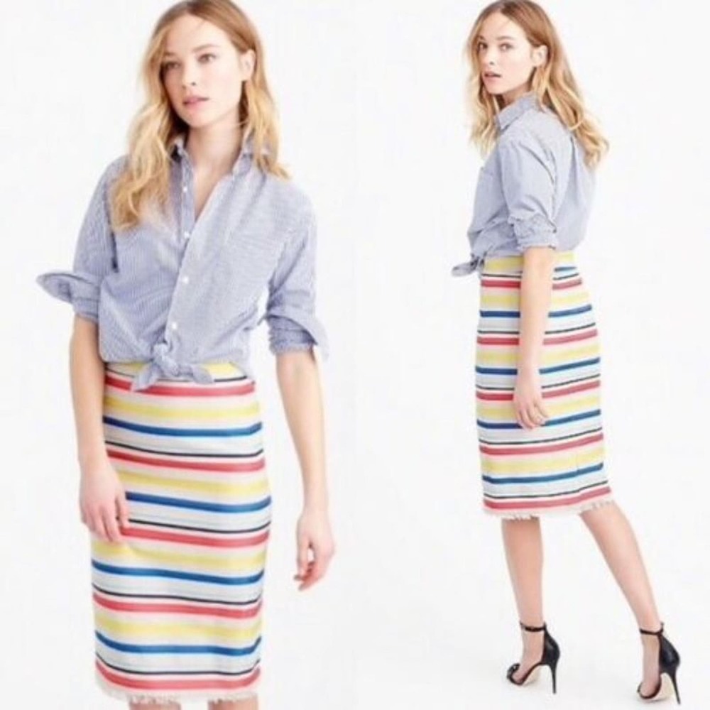 J. Crew Multicolor Striped Pencil Skirt